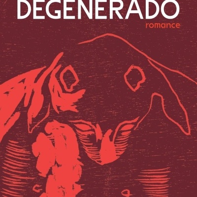 Capa de livro DEGENERADO de Ariana Harwicz com fundo vermelho e ilustração abstrata vermelha