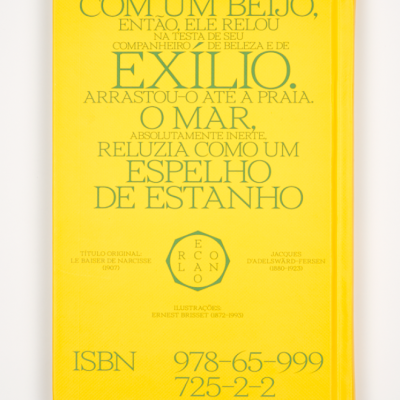 Capa de livro amarela com texto em verde