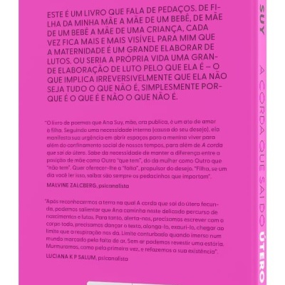 Contracapa de livro rosa com texto e código de barras