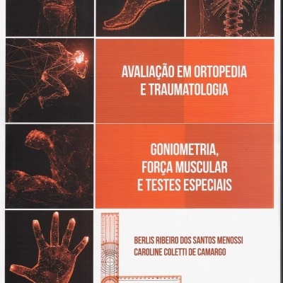 Capa de livro sobre ortopedia e traumatologia com ilustrações digitais e texto em português.