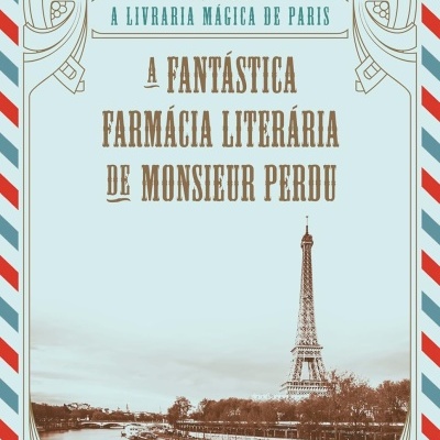 Capa de livro com ilustração da Torre Eiffel e texto em azul e castanho