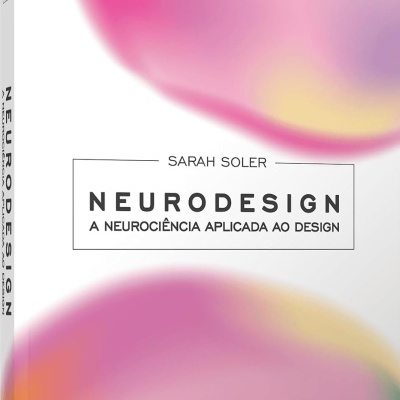 Livro Neurodesign de Sarah Soler com capa branca e detalhes em degradê de cores