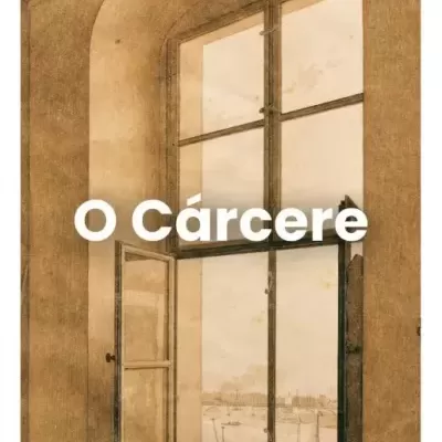 Capa de livro com janela aberta vista de dentro e texto O cárcere