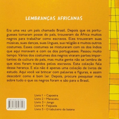 Contracapa de livro amarelo com texto em português e código de barras