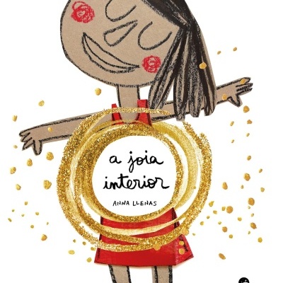 Capa de livro infantil com menina e círculos dourados com texto