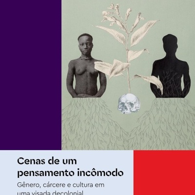Capa do livro Cenas de um pensamento incômodo com ilustração de duas figuras humanas e texto do autor e título