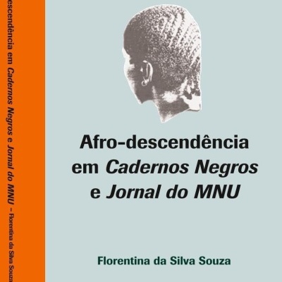 Capa de livro Afro-descendência em Cadernos Negros e Jornal do MNU com imagem de cabeça negra de perfil