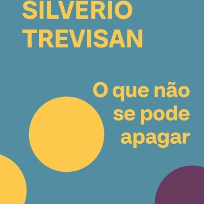Capa de livro azul com círculos amarelos e roxo, texto amarelo com autor e título