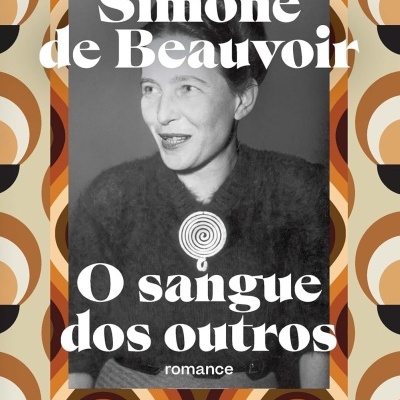 Capa do livro O sangue dos outros com fundo retro e foto a preto e branco.