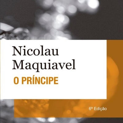 Capa do livro O Príncipe de Nicolau Maquiavel com design em cinza e laranja