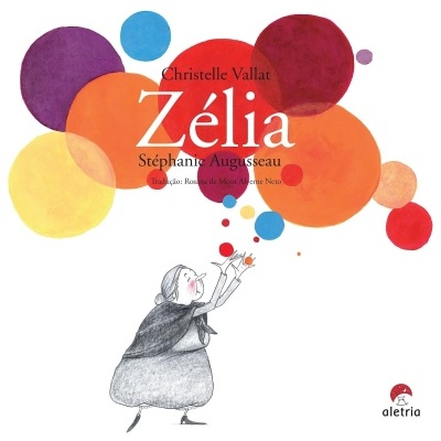 Capa de livro infantil colorida com personagem e bolas coloridas