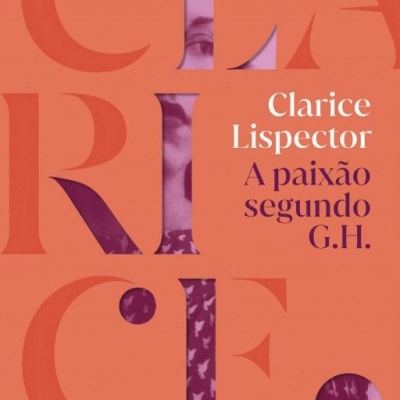 Capa de livro salmão com letras recortadas e texto Clarice Lispector A paixão segundo G.H.