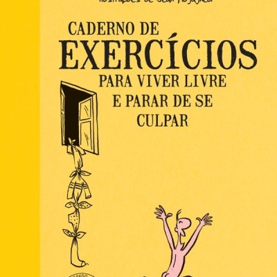 Capa amarela de livro com ilustração e texto em preto sobre como viver livre e parar de se culpar