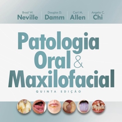 Capa de livro Patologia Oral e Maxilofacial com imagens de condições orais
