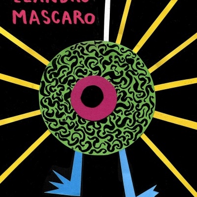 Capa de livro preta com desenho circular verde e texto em rosa