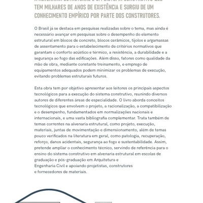 Contracapa do livro sobre alvenaria estrutural com texto e código de barras