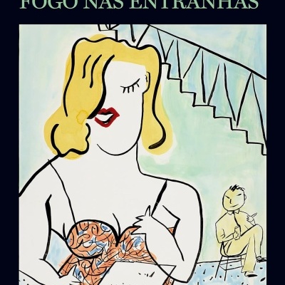 Capa de livro ilustrada com mulher loira e homem ao fundo, título e autor em destaque.
