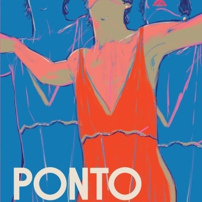 Capa de livro com ilustração de mulher em vestido vermelho e texto PONTO CARDEAL