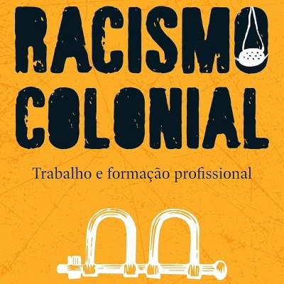 Capa de livro Racismo Colonial de Cibele Henriques, fundo laranja com texto em preto e branco.