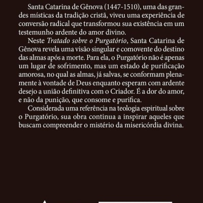 Contracapa de livro com texto sobre Santa Catarina de Gênova, fundo castanho escuro, logotipo da Editora Vozes e código de barras.