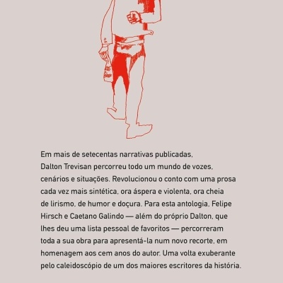 Contracapa de livro com ilustração vermelha e texto em português