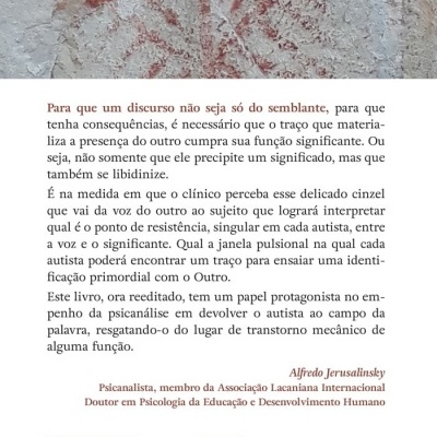 Contracapa de livro em português com texto sobre psicanálise e psicologia, selo Blucher, código de barras ISBN e QR code, fundo cinza texturizado.