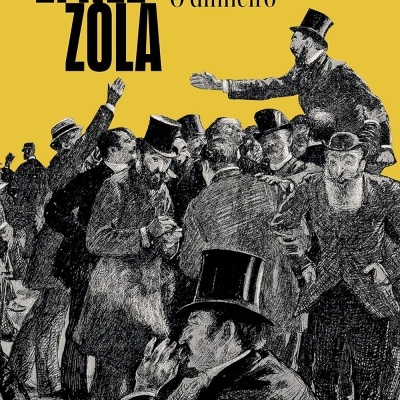 Capa de livro Émile Zola O dinheiro com ilustração de homens de época