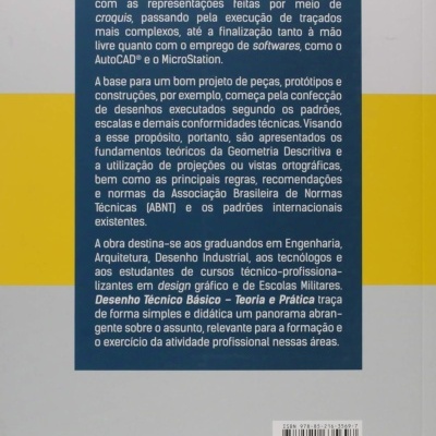 Capa traseira de livro com texto explicativo em português, faixa amarela horizontal e código de barras