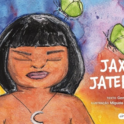 Capa de livro infantil com ilustração de criança e texto Jaxy Jaterê