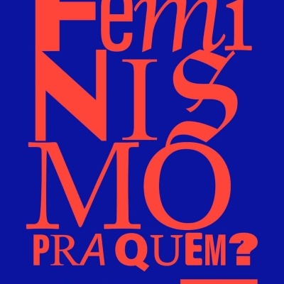Capa de livro azul com texto em laranja e branco sobre feminismo.