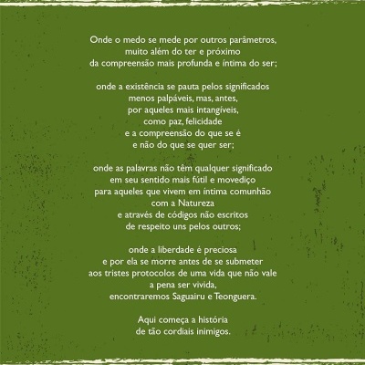 Contracapa de livro verde com texto em português e padrão geométrico branco e verde