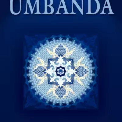 Capa de livro Código de Umbanda com mandala azul e título em azul sobre fundo escuro