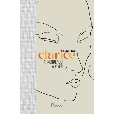 Capa de livro Clarice Lispector Aprendendo a Viver com rosto desenhado e lombada cinza