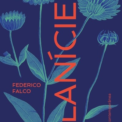 Capa de livro azul escura com flores azuis e verdes e texto vermelho