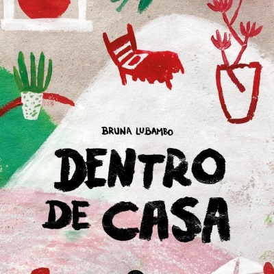 Capa de livro ilustrada com texto DENTRO DE CASA