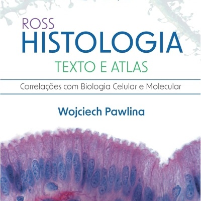 Capa do livro Histologia Texto e Atlas de Wojciech Pawlina com imagem microscópica