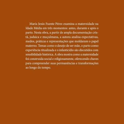Contracapa de livro castanha com texto branco e código de barras
