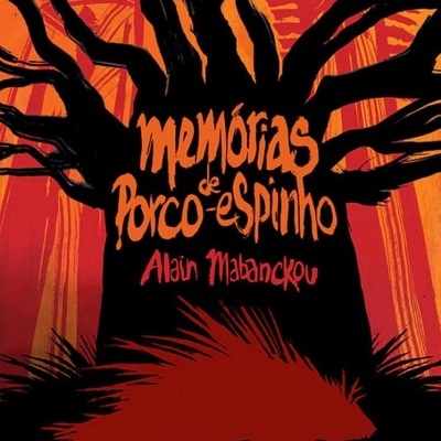 Capa de livro Memórias de Porco-espinho com porco-espinho vermelho e árvore preta
