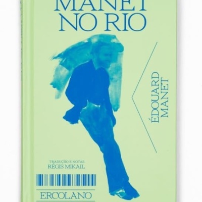 Livro MANET NO RIO com capa verde clara e figura azul