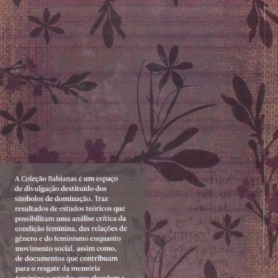 Contracapa de livro com padrão floral e texto em português sobre estudo feminino e código ISBN.