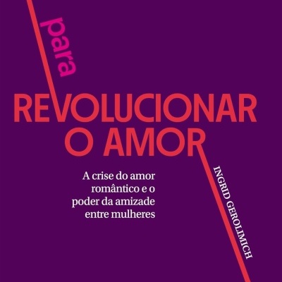 Capa de livro roxa com título laranja e texto branco e rosa