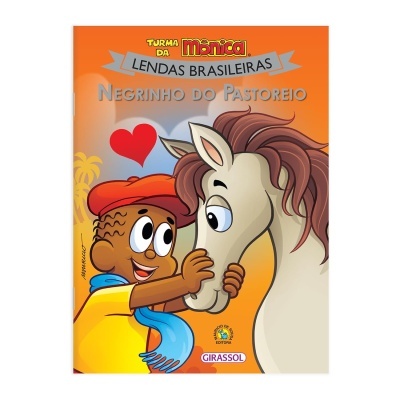Capa de livro infantil Negrinho do Pastoreio turmalda Monica lendas brasileiras com criança e cavalo