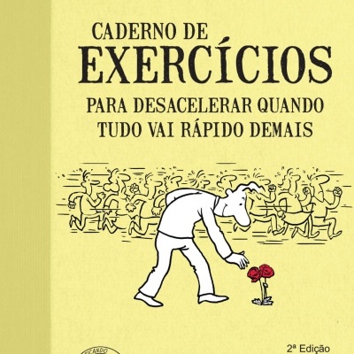 Capa de livro amarela com ilustração e texto em português