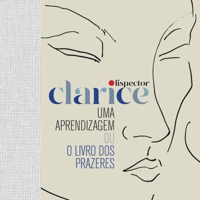 Capa de livro com ilustração minimalista de rosto e texto em azul e preto