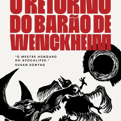 Capa de livro com título em vermelho e ilustração preta sobre fundo cinza claro.