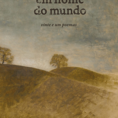 Capa de livro com colinas e árvores e texto em português