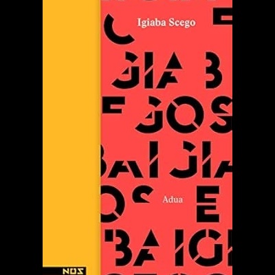 Livro com capa vermelha com letras pretas e texto branco Igiaba Scego Adua