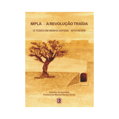 Capa de livro com ilustração de árvore, muro e texto sobre a revolução MPLA