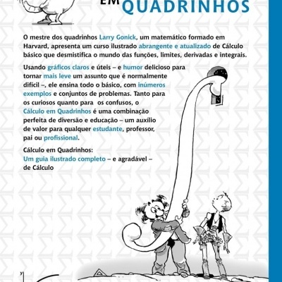 Capa do livro Cálculo em Quadrinhos com ilustração e texto explicativo em português