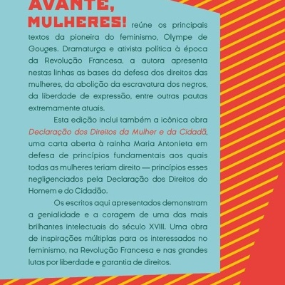 Capa traseira de livro Avante, Mulheres com texto descritivo e código ISBN